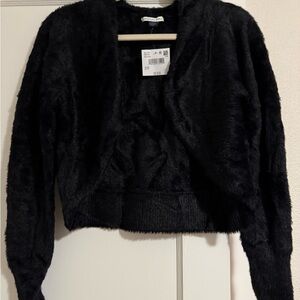American Eagle Outfitters Black Fuzzy Shrug